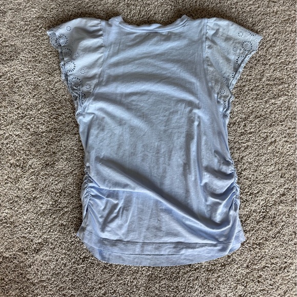 Old Navy Maternity Shirt Medium – Blue Flutter Sleeve Tee M - Picture 8 of 8